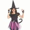 Girls Black Polyester Witch Kitty Costume with Hat and Accessories, Ideal for Costume Parties.